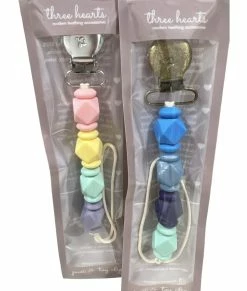 Three Hearts Petite Jewel Pacifier Clip Baby Accessories
