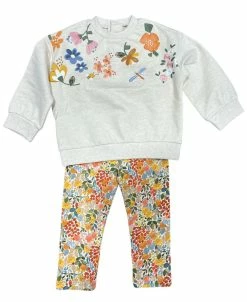 Mayoral Fall New Arrivals Embroidered Flowered Sweater Legging Set