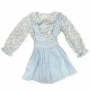 Delaney Fall Blue Floral Smocked Shirt W/Blue Cord Smocked Skirt