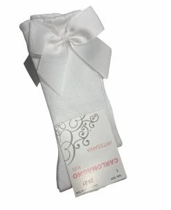 BEYOND CREATION White Knee Socks W/Side Bow Baby Accessories