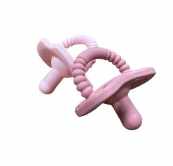 Three Hearts Pack Of 2 Sili Soother- Speckled Pink/Mauve