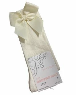 BEYOND CREATION Baby Accessories Natural Knee Sock W/Side Bow
