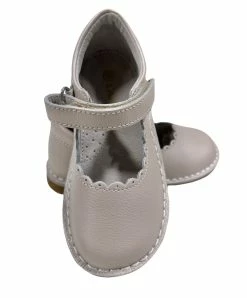 L'Amour Caitlin Scalloped Mary Jane Pebbled Almond Shoes