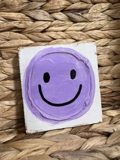 Coddiwomple Designs Decor 3x3 Smiley Face Purple