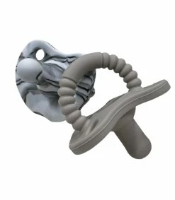 Three Hearts Pack Of 2 Sili Soother- Taupe/Marble Baby Accessories