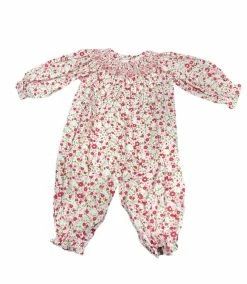 Delaney Fall New Arrivals Pink & Red Floral Smocked Romper