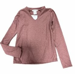 Area Code 407 Fall Skye Marsala Rib Split Neck LS Tee