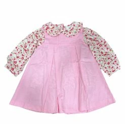 Delaney Fall New Arrivals Pink & Red Floral Blouse/Cord Jumper Set