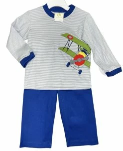 Zuccini Fall 22 Airplane Striped Tee Pant Set New Arrivals