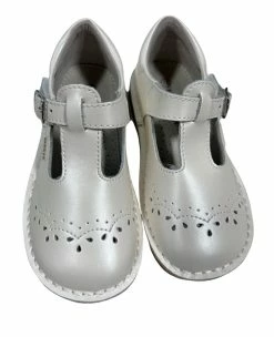 L'Amour Ruthie Stitched Mary Jane Pearl White Shoes