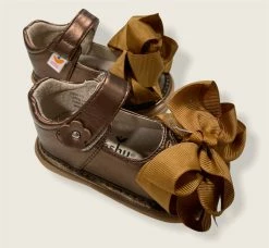 MOOSHU SHOES Squeaky Bronze Bow Mary Janes