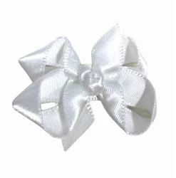 BEYOND CREATION Baby Accessories 1.5'' Satin White Infant Bow