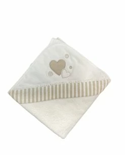 Baby Registry Taupe Heart Hooded Towel
