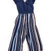 Bonnie Jean Fall 22 New Arrivals Navy Multi Stripe Romper