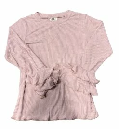 ML Kids Fall New Arrivals Blush Ruffle Long Sleeve Basic Top