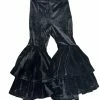 ML Kids Fall Black Double Ruffle Bell Bottom Leggings