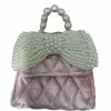 ML Kids Fall Pink Quilted Velvet Purse W/Pearl Bow
