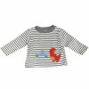Petit Bebe/Petit Ami/Claire & Charlie Fall Grey Stripe Dinosaurs Knit Boy's L/S T-Shirt