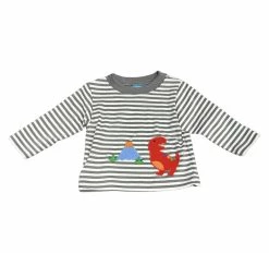 Petit Bebe/Petit Ami/Claire & Charlie Fall Grey Stripe Dinosaurs Knit Boy's L/S T-Shirt