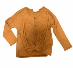 Adorable Sweetness Fall Cognac Ribbed Twist Top New Arrivals