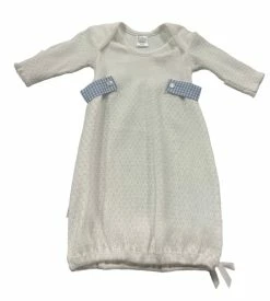Paty White Gown W/Blue Gingham Tab Infant Clothing