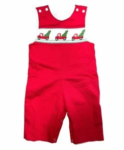 Petit Bebe/Petit Ami/Claire & Charlie Fall Smocked Christmas Tree Truck Longall
