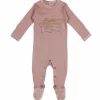 L'OVED BABY Infant Clothing Mauve Velveteen Graphic Footie