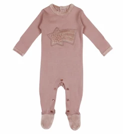 L'OVED BABY Infant Clothing Mauve Velveteen Graphic Footie