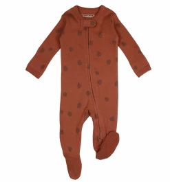 L'OVED BABY Cinnamon Pinecone Organic Zipper Footie Infant Clothing
