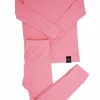 Sweet Bamboo Geranium Pink Ribbed Kid Pjs Set