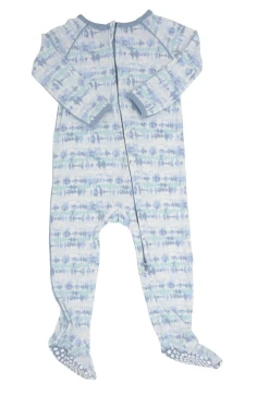 Sweet Bamboo Northern Lights Blue Piped Zipper Footie Infant Clothing
