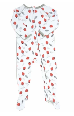 Sweet Bamboo Strawberry Piped Zipper Footie