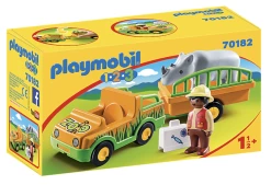 PLAYMOBIL Zoo Vehicle W/Rhinoceros Toys