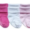 Baby Registry Girls Non-Skid Turn Cuff Socks 3 Pair Pack