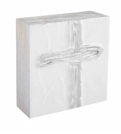 Mudpie Decor Silver Square Cross Plaque