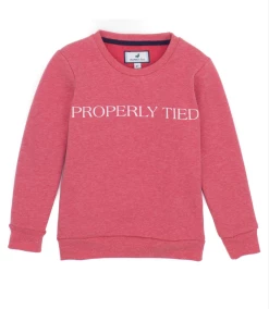 Properly Tied Fall 22 PT Deane Printed Crew Azalea Heather 50% Off Fall Clothing