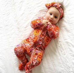 Sweet Bamboo Sophia Ruffled Zippered Footie Infant Clothing
