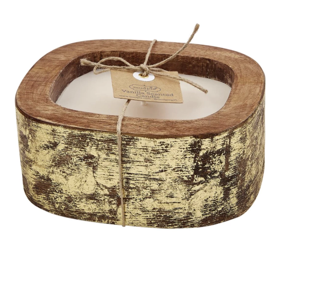 Cheap 😀 Mudpie Decor Gold Wood Candle 😍 1 Mudpie Decor Gold Wood Candle
