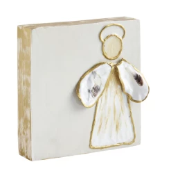 Mudpie Decor Believe Angel Oyster Block Plaque