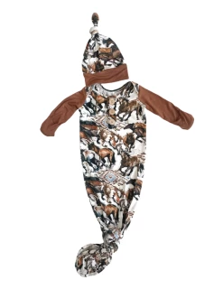 Rockin Royalty Infant Clothing Wild Horses Knot Gown & Hat