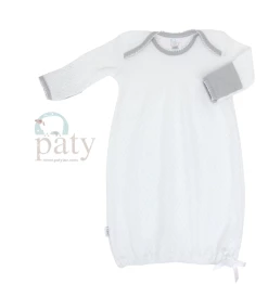 Paty Gown White W/Grey Trim