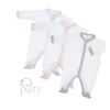 Baby Registry Paty Footie White W/Pink Trim