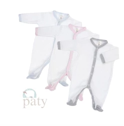 Baby Registry Paty Footie White W/Pink Trim
