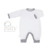 Paty Romper White W/Gray Trim
