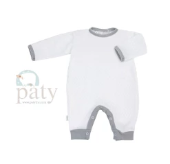 Paty Romper White W/Gray Trim