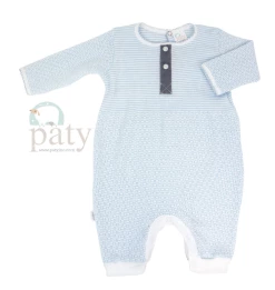 Infant Clothing Paty Romper W/2 Button Front Blue