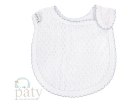Paty Bib W/Side Opening White W/Blue