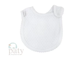 Paty Bib W/Side Opening White W/White Infant Clothing