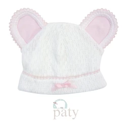 Baby Registry Paty Bear Cap White W/Pink Ears