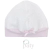 Paty White Beanie Cap W/Pink Trim